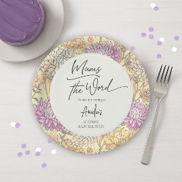 Floral Mum's the Word Surprise Baby Shower ペーパープレート