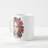 Floral Muse – Artistic Rose Portrait Tee コーヒーマグカップ (正面左)
