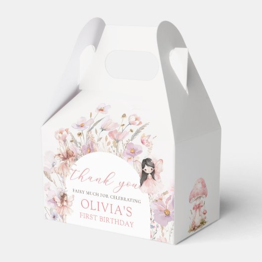 Floral Mushroom Fairy Birthday Favor Box フェイバーボックス (正面サイド)