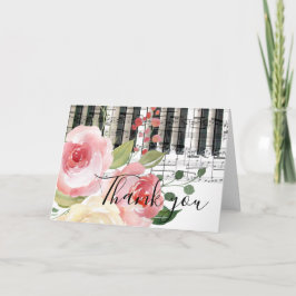 floral music piano thank you サンキューカード