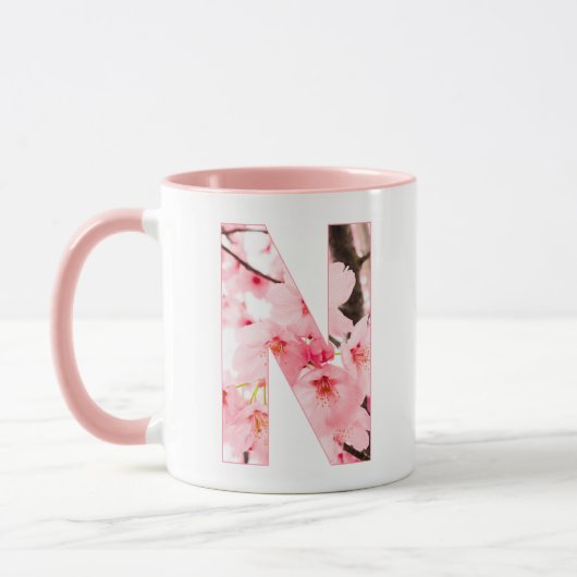Floral N Initial Mug | Personalized Name & Traits マグカップ (左)