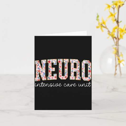 Floral Neuro Icu Nurse Brain Neuroscience Icu Nurs カード (黄色い花)
