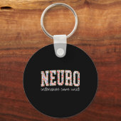 Floral Neuro Icu Nurse Brain Neuroscience Icu Nurs キーホルダー (正面)