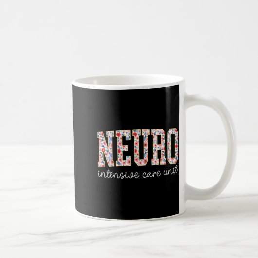 Floral Neuro Icu Nurse Brain Neuroscience Icu Nurs コーヒーマグカップ (右)