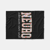 Floral Neuro Icu Nurse Brain Neuroscience Icu Nurs フリースブランケット (正面(横))