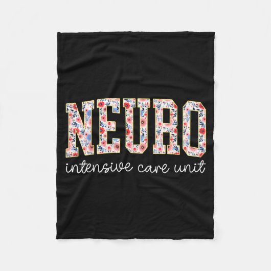 Floral Neuro Icu Nurse Brain Neuroscience Icu Nurs フリースブランケット (正面)