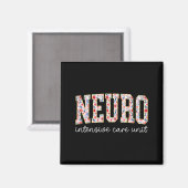 Floral Neuro Icu Nurse Brain Neuroscience Icu Nurs マグネット (正面/裏面)