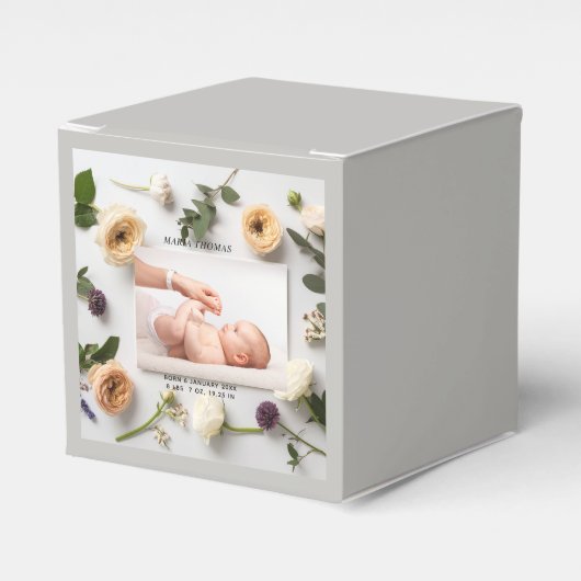 Floral New Baby Name Birth Stats Photo  フェイバーボックス (正面サイド)