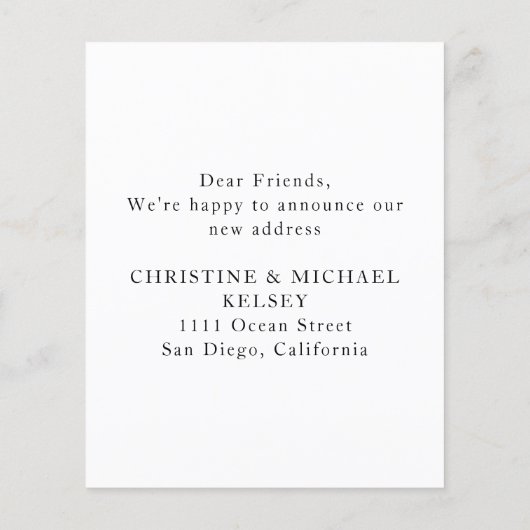 Floral New Home Address Moving Announcement (裏面)