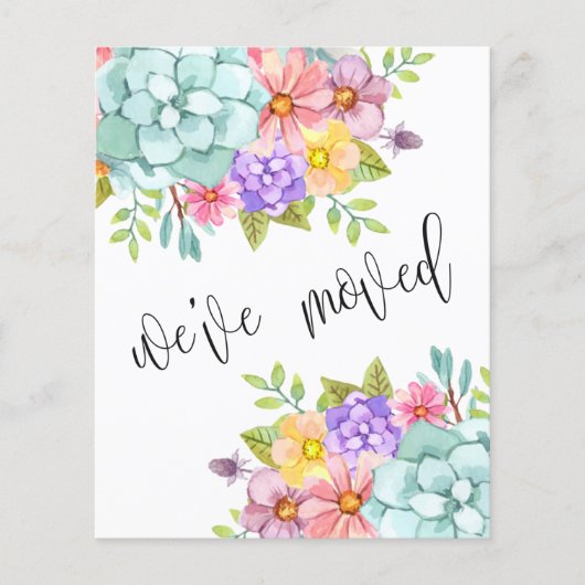 Floral New Home Address Moving Announcement (正面)