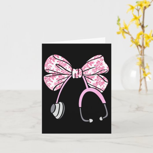 Floral Nk Coquette Bow Rn Nurse Stethoscope Nursin カード (黄色い花)