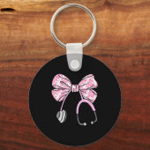 Floral Nk Coquette Bow Rn Nurse Stethoscope Nursin キーホルダー (正面)