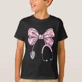 Floral Nk Coquette Bow Rn Nurse Stethoscope Nursin Tシャツ (正面)