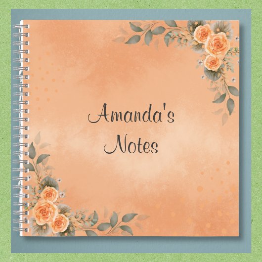 Floral Notebook in Shades of Peach and Sage ノートブック