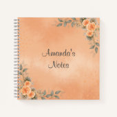 Floral Notebook in Shades of Peach and Sage ノートブック (正面)