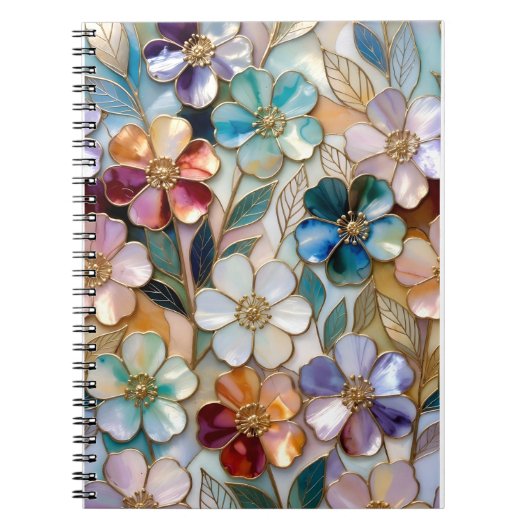 Floral Notebook Spiral Notes Journal Aesthetic ノートブック (正面)