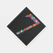 Floral Number Seven Botanical Flower Design スタンダードランチョンナプキン (角)