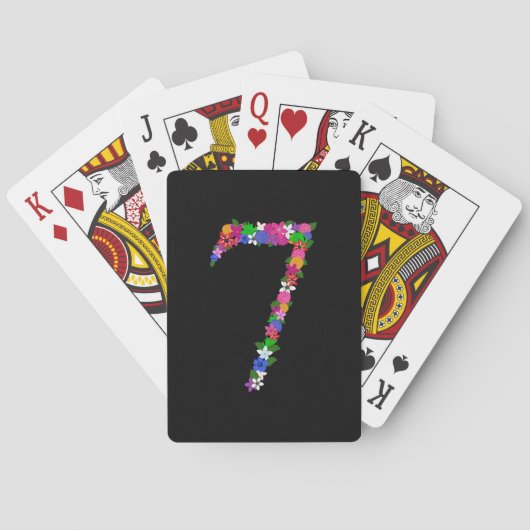 Floral Number Seven Botanical Flower Design トランプ (裏面)