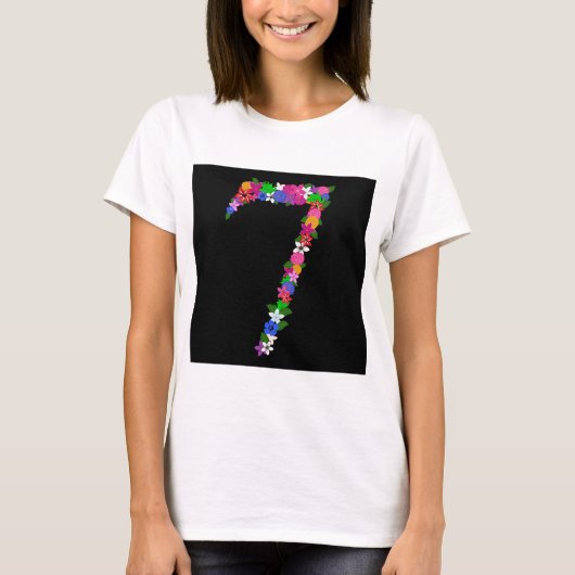 Floral Number Seven Botanical Flower Design Tシャツ (正面)