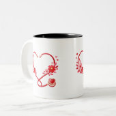 Floral Nurse Stethoscope  ツートーンマグカップ (正面左)