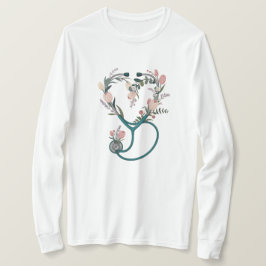 Floral Nurse Stethoscope T-Shirt – Soft Pastel  Tシャツ