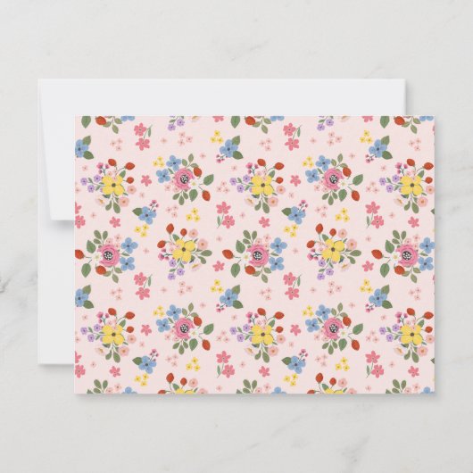 Floral Nursery Hand Drawn Scallop Border Note Card 招待状 (裏面)