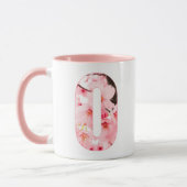 Floral O Initial Mug | Personalized Name & Traits マグカップ (左)