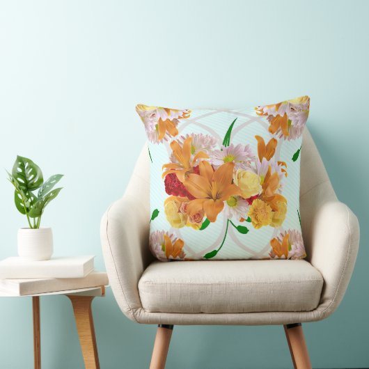 Floral Offset Art Print クッション (椅子)