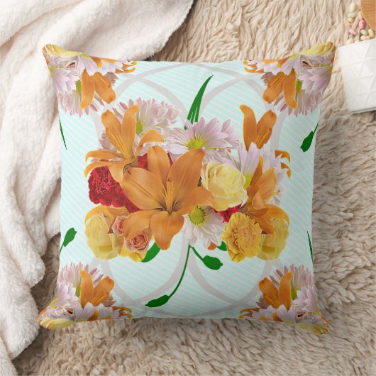 Floral Offset Art Print クッション (ブランケット)