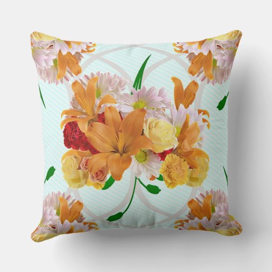 Floral Offset Art Print クッション (裏面)