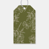 Floral Olive Green Wedding Favor ギフトタグ (裏面)