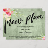 『Floral on Green Wood』“ニュー・プラン”延期の結婚式 招待状 (正面/裏面)