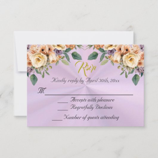 Floral on Lavender Quinceanera RSVP (正面)