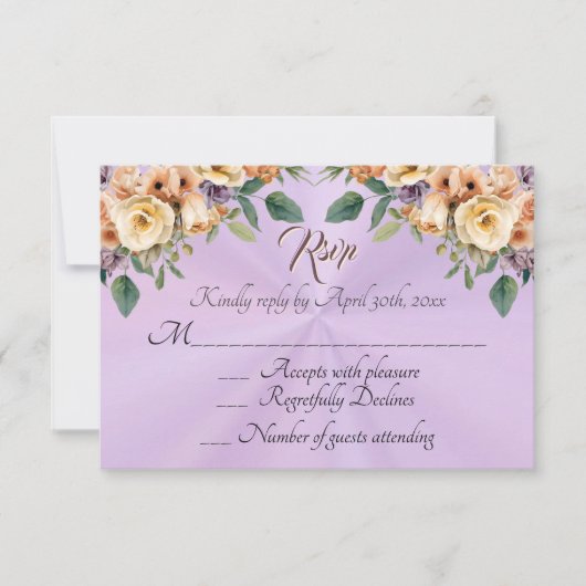Floral on Lavender Quinceanera RSVP (正面)