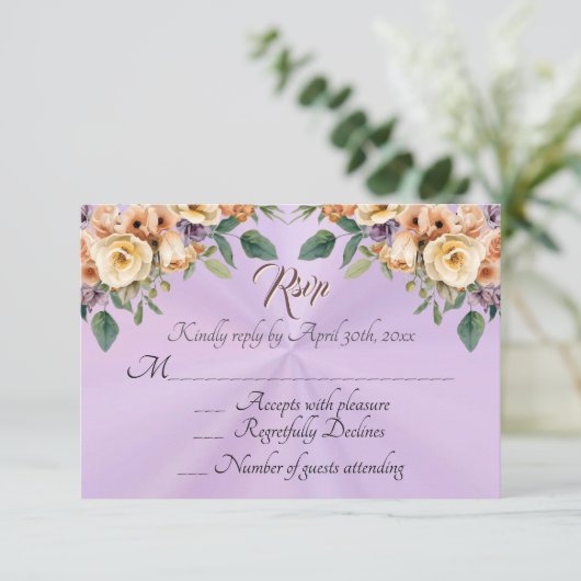 Floral on Lavender Quinceanera RSVP (スタンド正面)