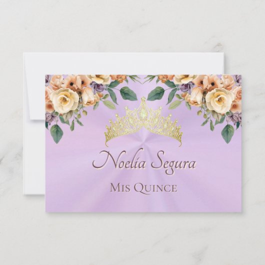 Floral on Lavender Quinceanera RSVP (裏面)