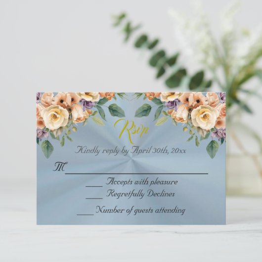 Floral on Pastel Blue Quinceanera RSVP (スタンド正面)