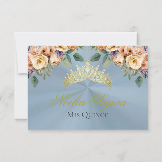 Floral on Pastel Blue Quinceanera RSVP (裏面)