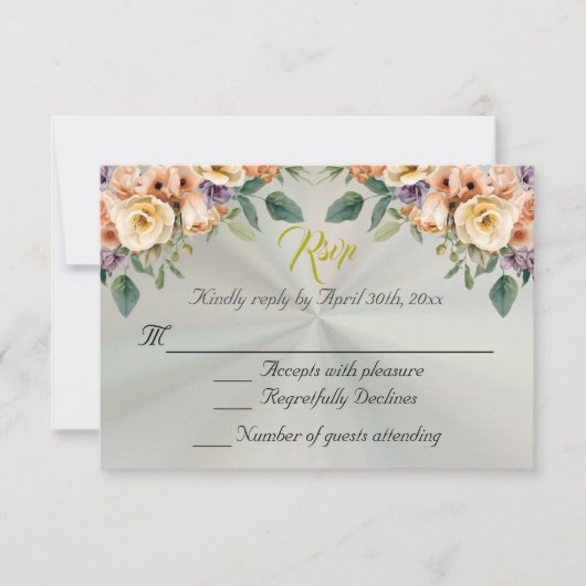 Floral on Pastel Green Quinceanera RSVP (正面)