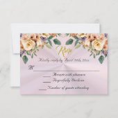 Floral on Pastel Pink Quinceanera RSVP (正面)