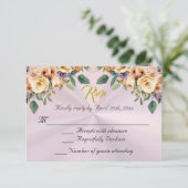 Floral on Pastel Pink Quinceanera RSVP (スタンド正面)