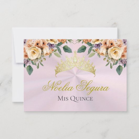 Floral on Pastel Pink Quinceanera RSVP (裏面)
