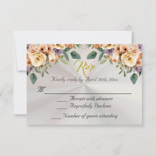 Floral on White Pearl Quinceanera RSVP (正面)