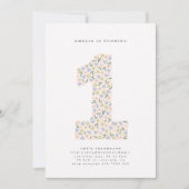 Floral One First Birthday Invite 招待状 (正面)