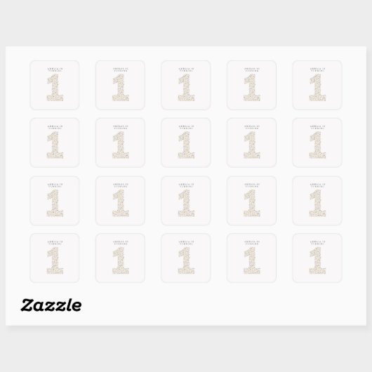 Floral One First Birthday Invite Square Sticker スクエアシール (シート)