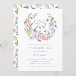 Floral Onederful First birthday Invitation 招待状