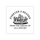 Floral Open Book From The Library Of Bookplate ラバースタンプ (インプリント)
