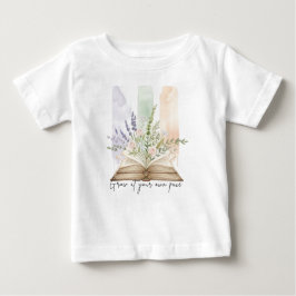 Floral Open Book Watercolor Art ベビーTシャツ