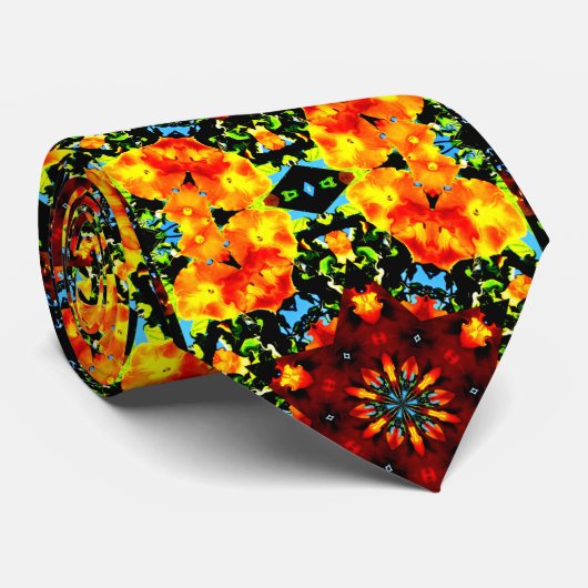 Floral Orange ネクタイ (ロール)