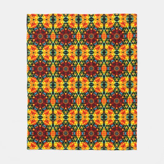 Floral Orange フリースブランケット (正面)